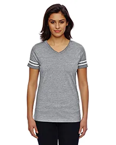 LAT 3537 Womens Football V-Neck Fine Jersey Tee