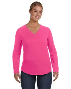 LAT 3761 Womens V-Neck French Terry Pullover
