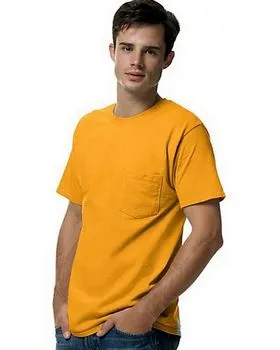 Hanes 5590 - Authentic 100% Cotton T-Shirt with Pocket.