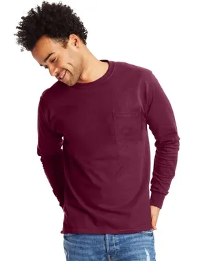 Hanes 5596 Mens Authentic-T Long-Sleeve Pocket T-Shirt