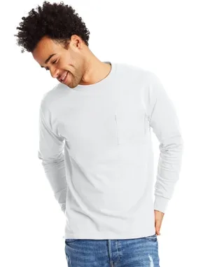 Hanes 5596 Mens Authentic-T Long-Sleeve Pocket T-Shirt