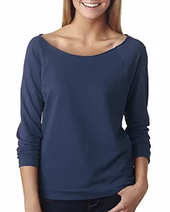 Next Level 6951 Womens Terry Raw Edge Three-Quarter Sleeve Raglan