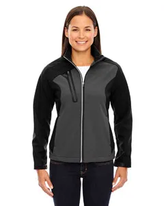 North End 78176 Ladies Terrain Colorblock Soft Shell with Embossed Print