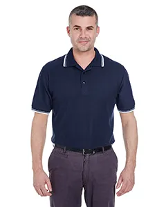 UltraClub 8545 Mens Short-Sleeve Whisper Piqué Polo with Tipped Collar and Cuffs