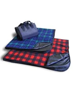 8702 Liberty Bags Fleece/Nylon Plaid Picnic Blanket