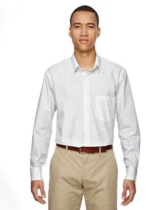 North End 87044 Mens Align Wrinkle-Resistant Cotton Blend Dobby Vertical Striped Shirt