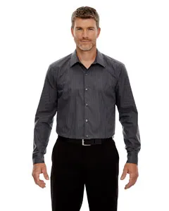 North End 88674 Mens Boardwalk Wrinkle-Free Two-Ply 80s Cotton Striped Tape Shirt