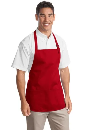 Port Authority A510 Medium-Length Apron with Pouch Pockets.