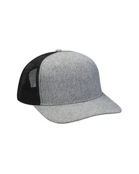 Adams PV102 Heather Woven/Soft Mesh Trucker Cap