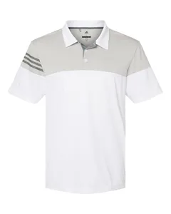adidas Golf A213 Heathered 3-Stripes Colorblock Sport Shirt
