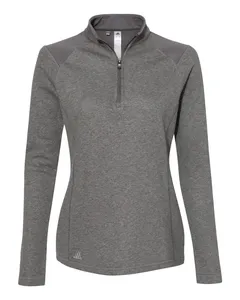 adidas Golf A464 Womens Heathered Quarter-Zip Pullover with Colorblocked Shoulders