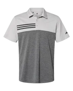 A508 adidas Golf Heathered Colorblock 3-Stripes Sport Shirt