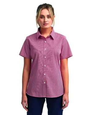 Artisan Collection by Reprime RP321 Ladies Microcheck Gingham Short-Sleeve Cotton Shirt