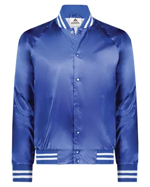 Augusta Drop Ship 3610 Unisex Striped Trim Satin Baseball Jacket