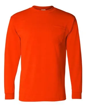 Bayside 1730 USA-Made 50/50 Long Sleeve T-Shirt with a Pocket