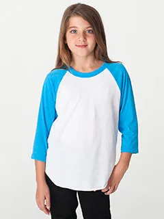 American Apparel BB253W Youth Poly-Cotton 3/4-Sleeve T-Shirt
