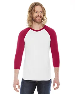 American Apparel BB453 Unisex Poly-Cotton USA Made 3/4-Sleeve Raglan T-Shirt