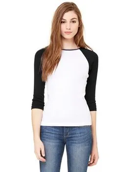 Bella + Canvas B2000 Ladies Baby Rib 3/4-Sleeve Contrast Raglan T-Shirt