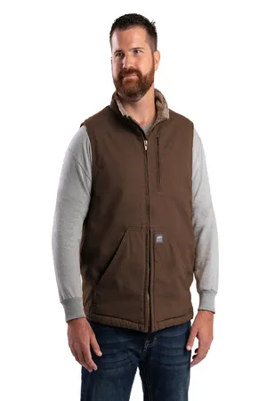 Berne V818 Mens Heartland Sherpa-Lined Washed Duck Vest