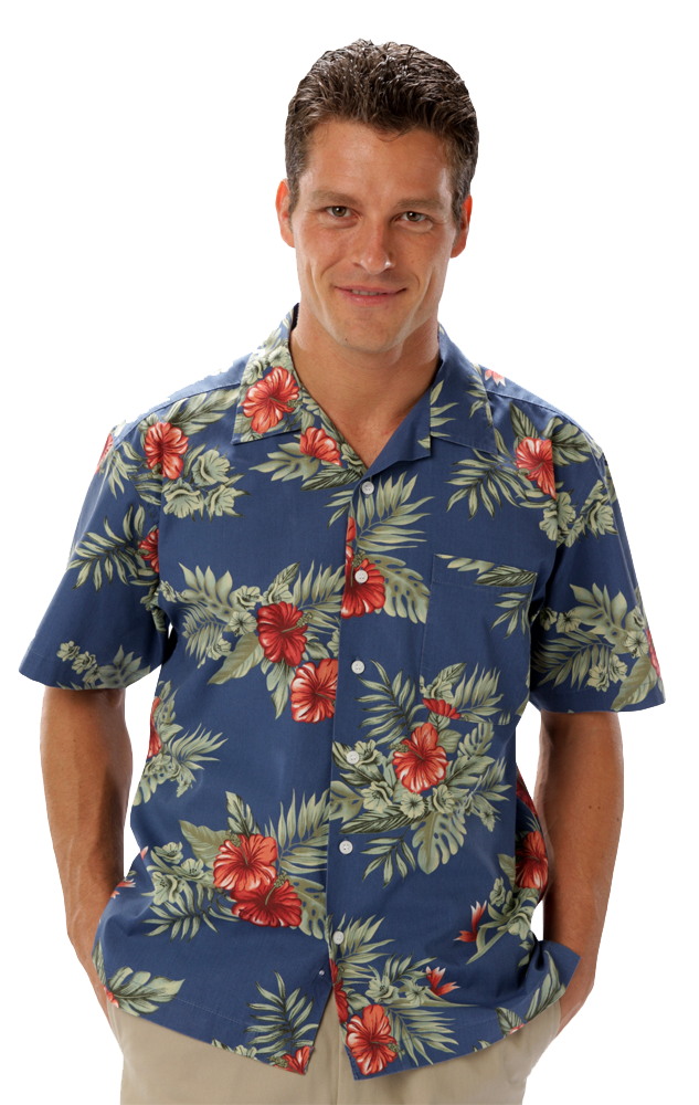 Blue Generation BG3105 Floral Print Camp Shirt