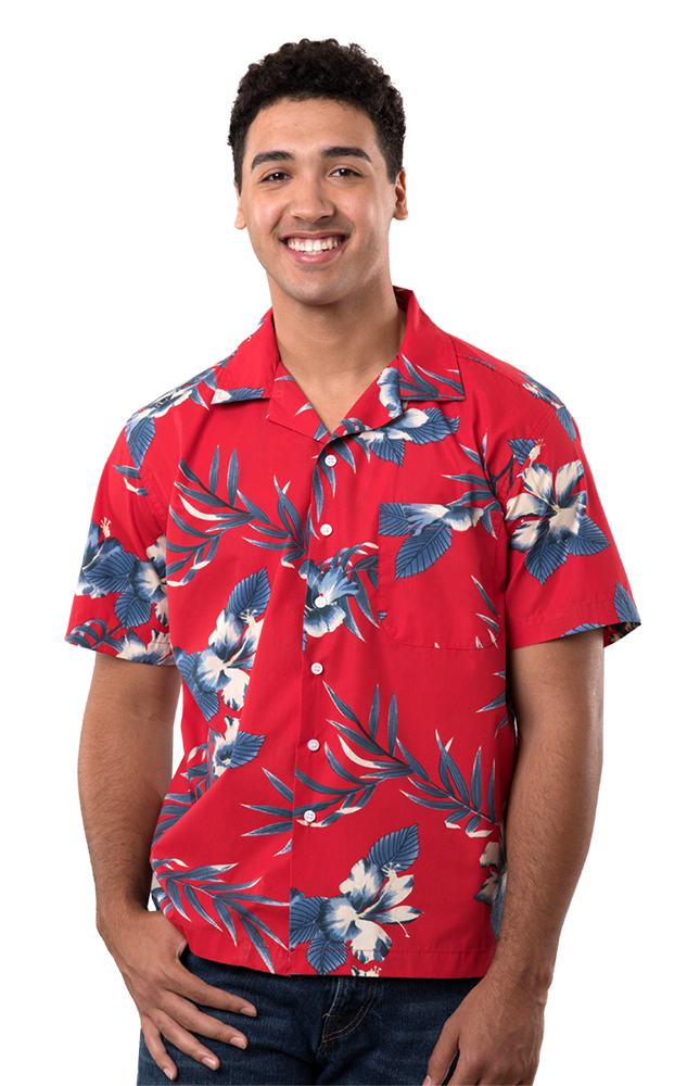 Blue Generation BG3106 Hibiscus Print Camp Shirt