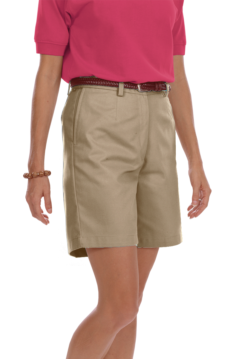 Blue Generation BG6002S Ladies Teflon Twill Flat Front Short