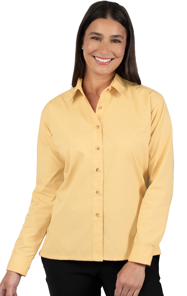 Blue Generation BG6216 Ladies L/S Superblend Poplin Shirt with Bone Buttons