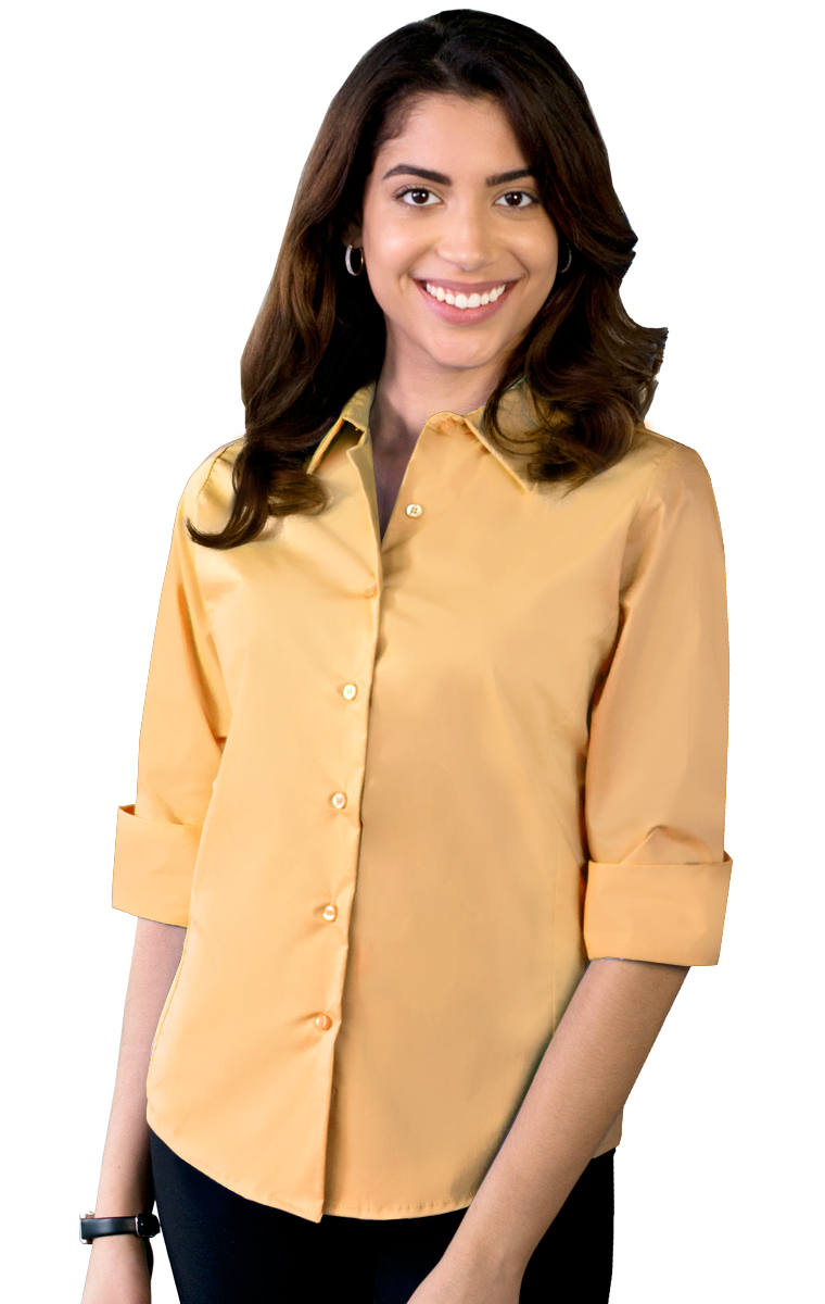 Blue Generation BG6218 Ladies 3/4 Sleeve Stretch Poplin Shirt