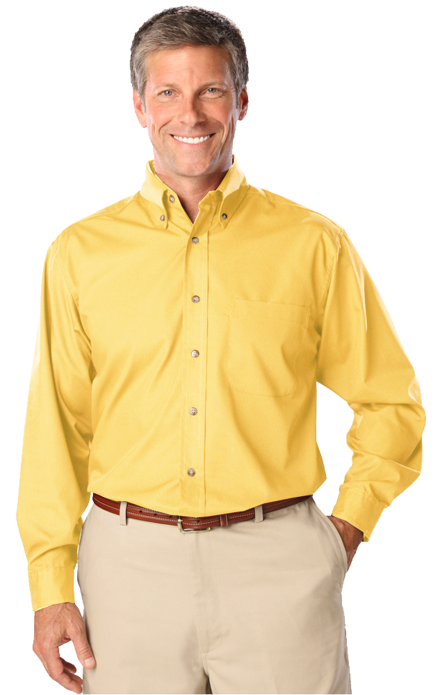 Blue Generation BG7216 Mens L/S Superblend Poplin Shirt with Bone Buttons