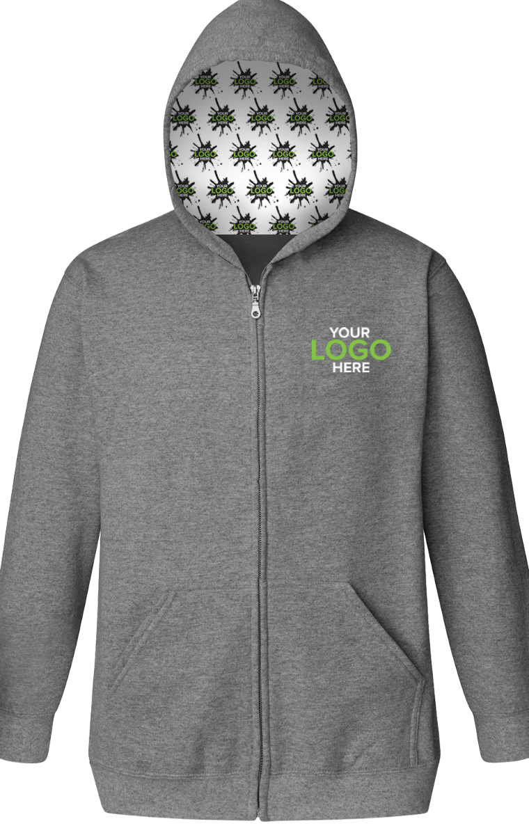 Blue Generation BG9304ZH Your Logo Here Adult Zip Front Hoodie