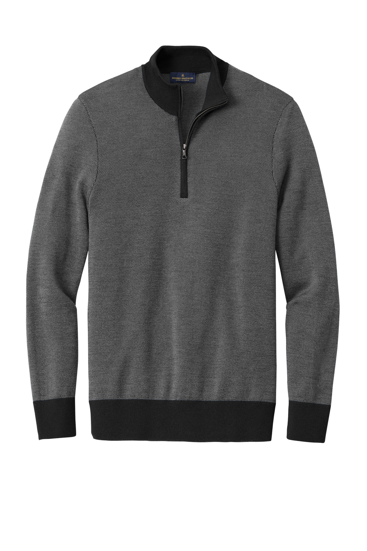 BB18412 Brooks Brothers Washable Merino Birdseye 1/4-Zip Sweater