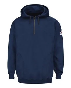 Bulwark SEH8L Pullover Hooded Fleece Sweatshirt Quarter-Zip - Long Sizes