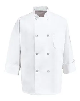 Chef Designs 0403L Eight Pearl Button Chef Coat Long Sizes