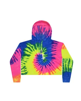 Colortone 8333 Womens Tie-Dyed Crop Hooded Sweatshirt