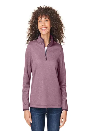 Core 365 CE73W Ladies Venture Heathered Stripe Quarter-Zip