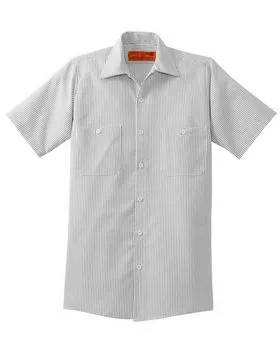 Red Kap CS20 Short Sleeve Striped Industrial Work Shirt.