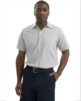 Red Kap CS20LONG Long Size, Short Sleeve Striped Industrial Work Shirt.