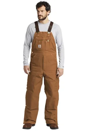 Carhartt CTR41 Duck Quilt-Lined Zip-To-Thigh Bib Overalls.