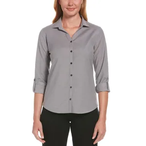 DELTA APPAREL PEW107 Ladies Heathered Woven Shirt