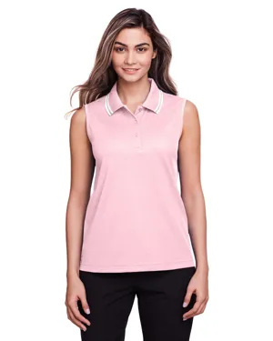 Devon & Jones DG20SW Ladies CrownLux Performance Plaited Tipped Sleeveless Polo