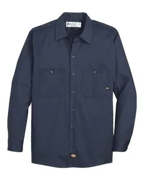 Dickies L307L Industrial Cotton Long Sleeve Work Shirt - Long Sizes