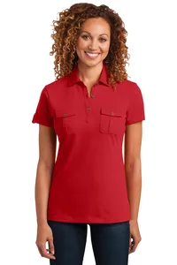 District DM433  Made Ladies Double Pocket Polo.