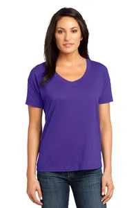 District DM480  Made - Ladies Modal Blend Relaxed V-Neck Tee.
