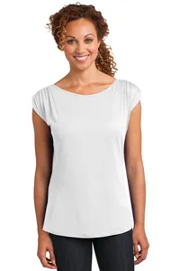 District DM483  Made Ladies Modal Blend Gathered Shoulder Tee.