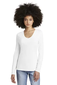 District DT135  Womens Perfect Tri Long Sleeve V-Neck Tee