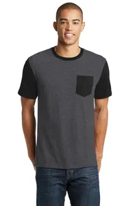 District DT6000SP  Young Mens Very Important Tee with Contrast Sleeves and Pocket.