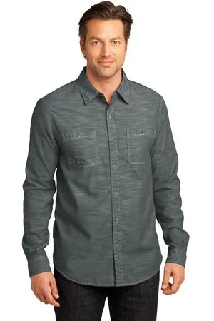 District DM3800 Made - Mens Long Sleeve Washed Woven Shirt.