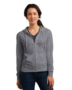 District DT2100 Womens Fitted Jersey Full-Zip Hoodie.
