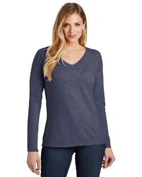District DT6201 Womens Very Important Tee Long Sleeve V-Neck.