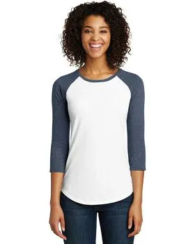 District DT6211 Womens Fitted Very Important Tee 3/4-Sleeve Raglan.